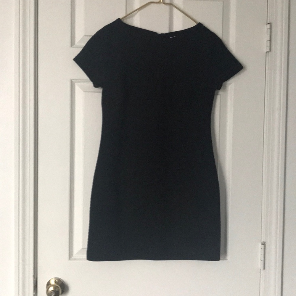 Banana Republic Black Textured Short Sleeve Dress